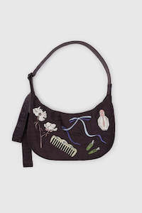 Baggu Medium Nylon Crescent Bag - Embroidered Get Ready With me