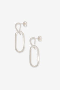 Earrings: La Tribe Paper Clip Earrings - Silver