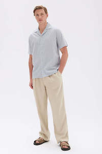 Mens Sale: Assembly Seersucker SS Shirt - Blue Stripe