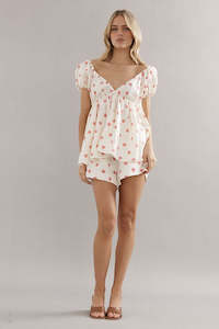 Caitlin Crisp Juno Short - Pink Spot Linen