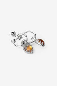 Stolen Girlfriends Club Love Anchor Earrings - Silver Orange Citrine