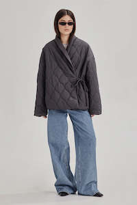 Commoners Quilted Wrap Jacket - Charcoal