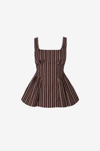 Ruby: Ruby Selma Top - Brown Pinstripe