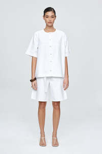 Marle Short Sleeve Seam Shirt - Blanc