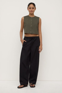 Womens Tops Shirts: Assembly Cherri Button Front Top - Moss