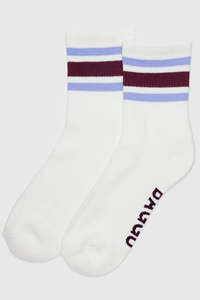 Womens Socks: Baggu Ribbed Sock - Ivory Stripe