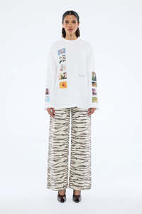 Ena Pelly Tiled Floral LS Tee - White