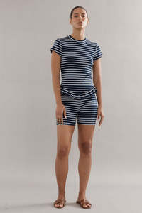 Caitlin Crisp: Caitlin Crisp Frilly Baby Tee - Navy Stripe