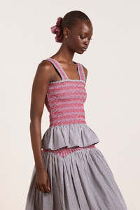 Womens Tops Shirts: Damson Madder Ami Cami - Black White Gingham