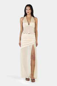 Womens Tops Shirts: Ownley Delilah Scarf Top - Buttercream