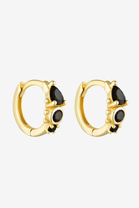 Earrings: Porter Jewellery Heirloom Huggies - Gold/Onyx