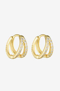 Earrings: Porter Jewellery Double Angel Huggies - Gold/Clear