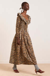 Damson Madder Harper Midi Dress - Leopard