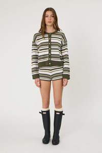 Remain: Remain Bowie Cardigan - Olive Stripe