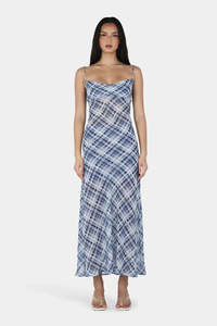 Ownley Nostalgia Dress - Sky Plaid