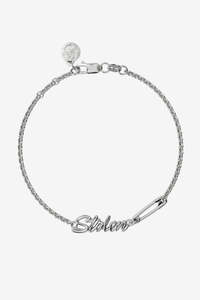 Bracelets: Stolen Girlfriends Club Sentimental Script Bracelet - Silver