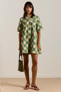Damson Madder: Damson Madder Bridget Mini - Green Gingham