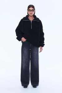 Womens Sweats Hoodies: Ena Pelly Winnie 1/4 Zip - Black