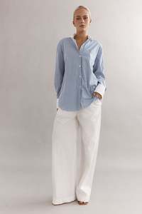 Caitlin Crisp: Caitlin Crisp Varsity Shirt - Denim Stripe