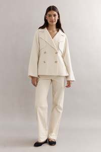 Caitlin Crisp: Caitlin Crisp Teddy Cropped Trench - Ivory