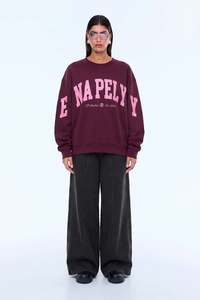 Womens Sweats Hoodies: Ena Pelly Mila Oversized Sweater - Cherry