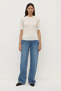 Sale: Assembly Mina Silk Knit Tee - White
