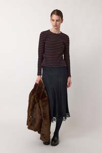 Womens Tops Shirts: Sylvester Stripey Top - Brown
