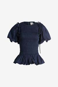 Womens Tops Shirts: Damson Madder Becca Blouse - Navy