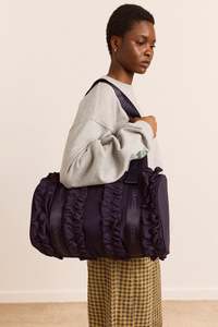 Womens Bags: Damson Madder Brooke Frill Barrel Bag - Navy
