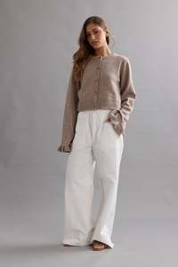 Caitlin Crisp: Caitlin Crisp Frilly Cropped Cardi - Walnut