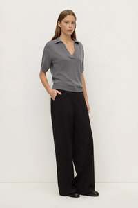 Womens Tops Shirts: Assembly Mira Polo - Dark Grey Marle