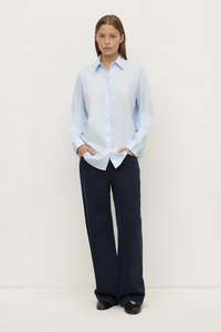 Womens Tops Shirts: Assembly Micha Poplin Shirt - Powder