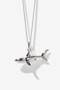 Necklaces: Meadowlark Shark Charm Necklace - Silver