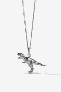 Necklaces: Meadowlark Dinosaur Charm Necklace - Silver