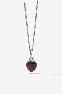 Necklaces: Meadowlark Heart Jewel Necklace - Silver Thai Garnet