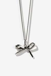 Meadowlark Bow Charm Necklace - Silver