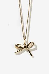 Meadowlark Bow Charm Necklace - 23K Gold