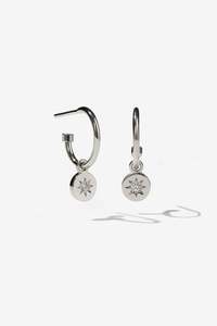 Earrings: Meadowlark Lulu Signature Hoops - Silver White Diamond