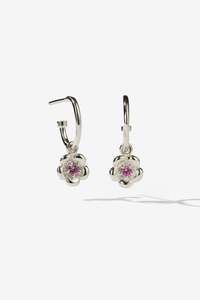 Meadowlark Posie Signature Hoops - Silver Pink Sapphire