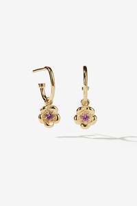 Meadowlark Posie Signature Hoops - 23k Gold Pink Sapphire