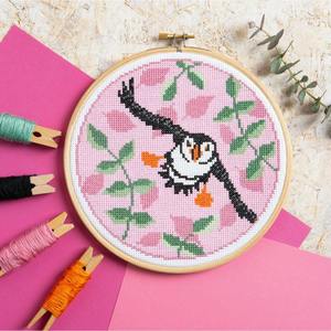 Cross Stitch Kits And Patterns: Puffin Cross Stitch Kit by Hawthorn Handmade