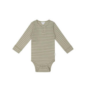 Jamie Kay: Jamie Kay | Organic Cotton Modal Long Sleeve Bodysuit | Cloud Cashew Stripe