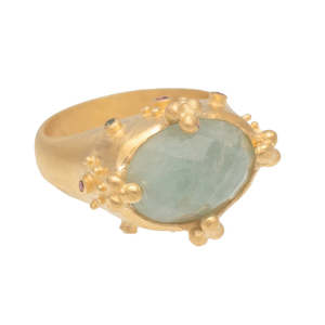 Jewellery: Rubyteva Atlas Ring With Milky Aquamarine & Tourmaline