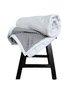SOLD Cotton Blanket - White with Black Stripe