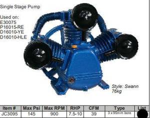 Replacement Air Pumps: Air Compressor Pump - Single Stage Jc3095