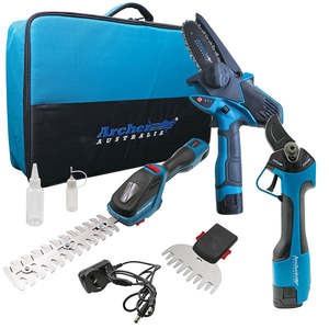 Archer Mini Pruner Saw, Powered Pruner, Hedge/Grass Shears - 3 Pce Kit