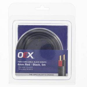 Acx0808-5Bl - Oex 4Mm Twin Core Automotive Cable, Red/Black, With Black Sheath -&hellip;