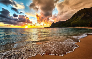 Products: Sunrise on the sea beach Smart Art Design