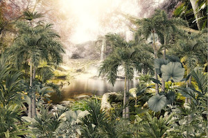 Products: Tropical trees and leaves wallpaper Smart Art Design