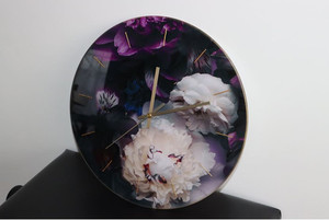 Products: Glass Clock Peonies 360mm Smart Art Design